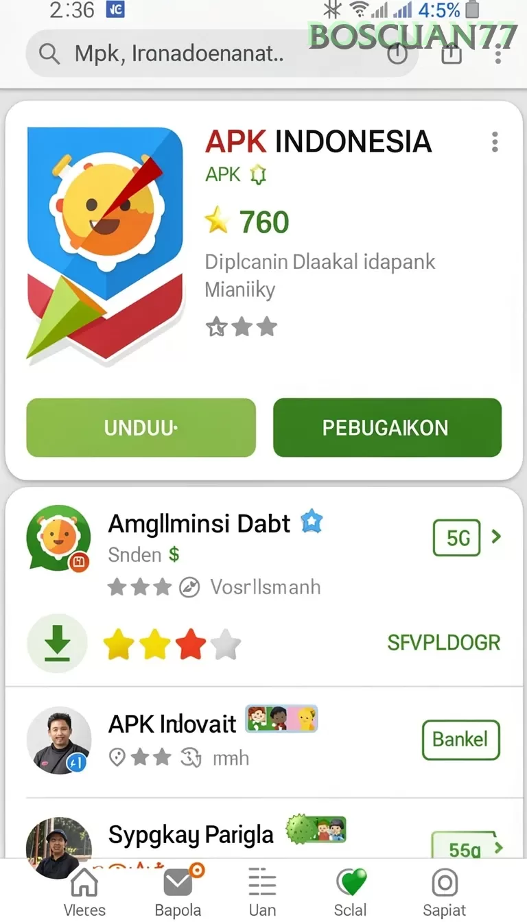 Cuplikan layar RK77 — menu navigasi
